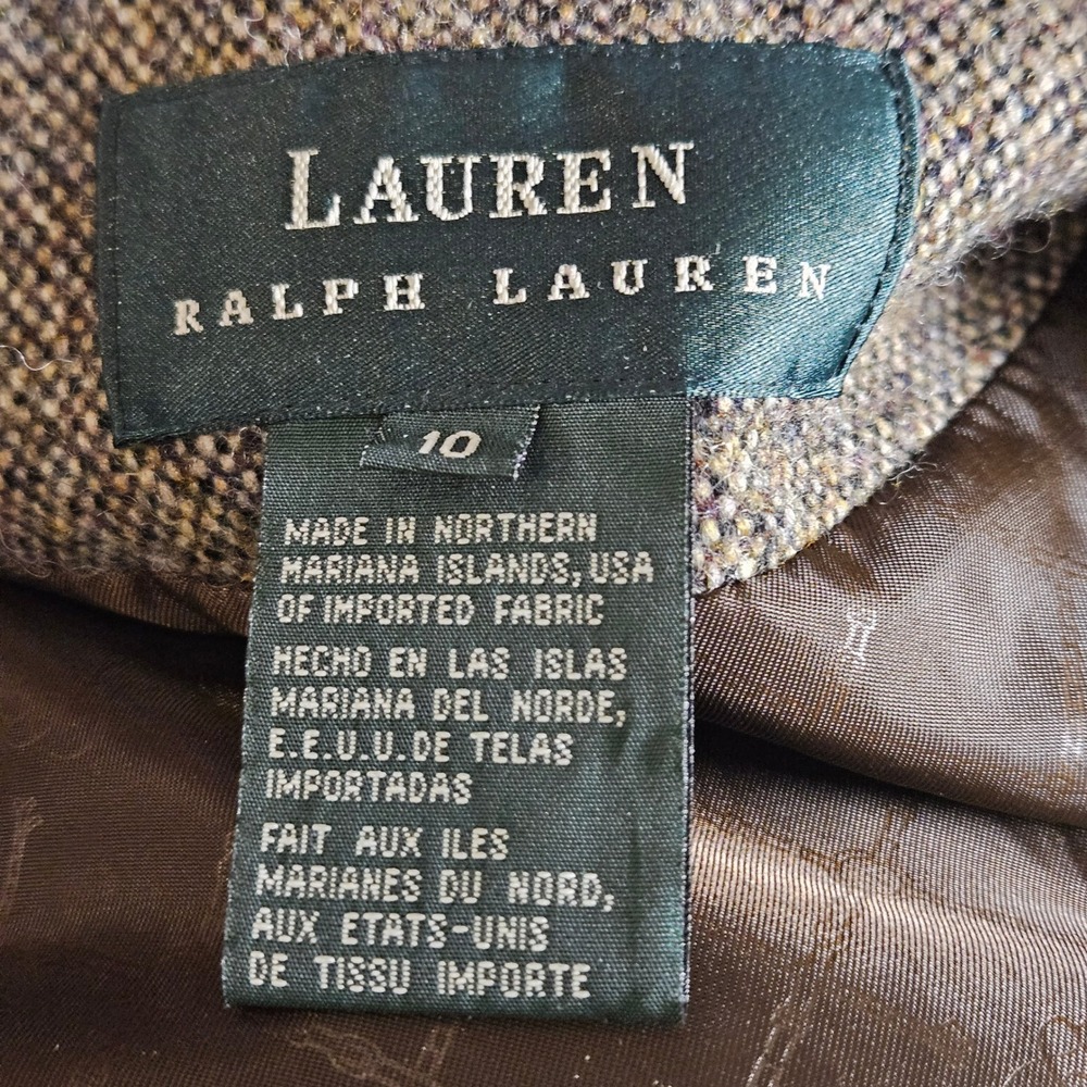 Lauren Ralph Lauren Lambswool Tweed Jacket Velvet Collar 10 Old Money - Picture 3 of 7